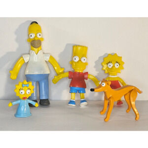 Vintage SIMPSON'S - Set of 5 Bendable Rubber "THE SIMPSONS" Figures 5"